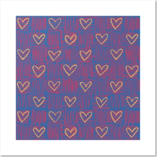 Vibrant checkered heart pattern Posters and Art